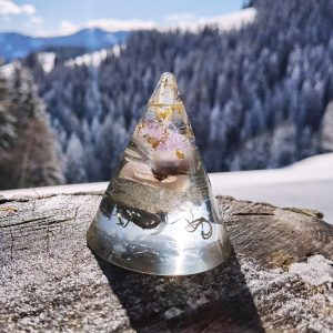 Orgon Kegel Amethyst mit Rosenquarz und Bergkristall