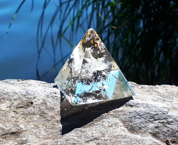 Orgon Pyramide Pyrit, Rosenquarz, Bergkristall